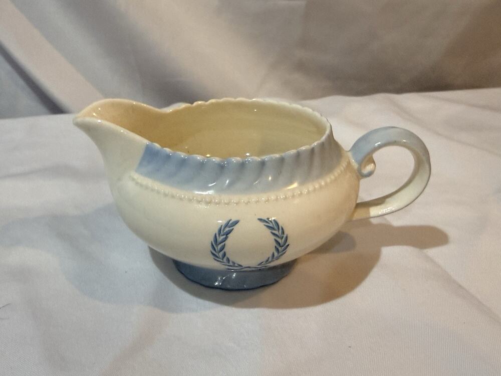 Monticello Steubenville Pottery Blue Laurel Wreath Creamer Herman C. Kupper NY